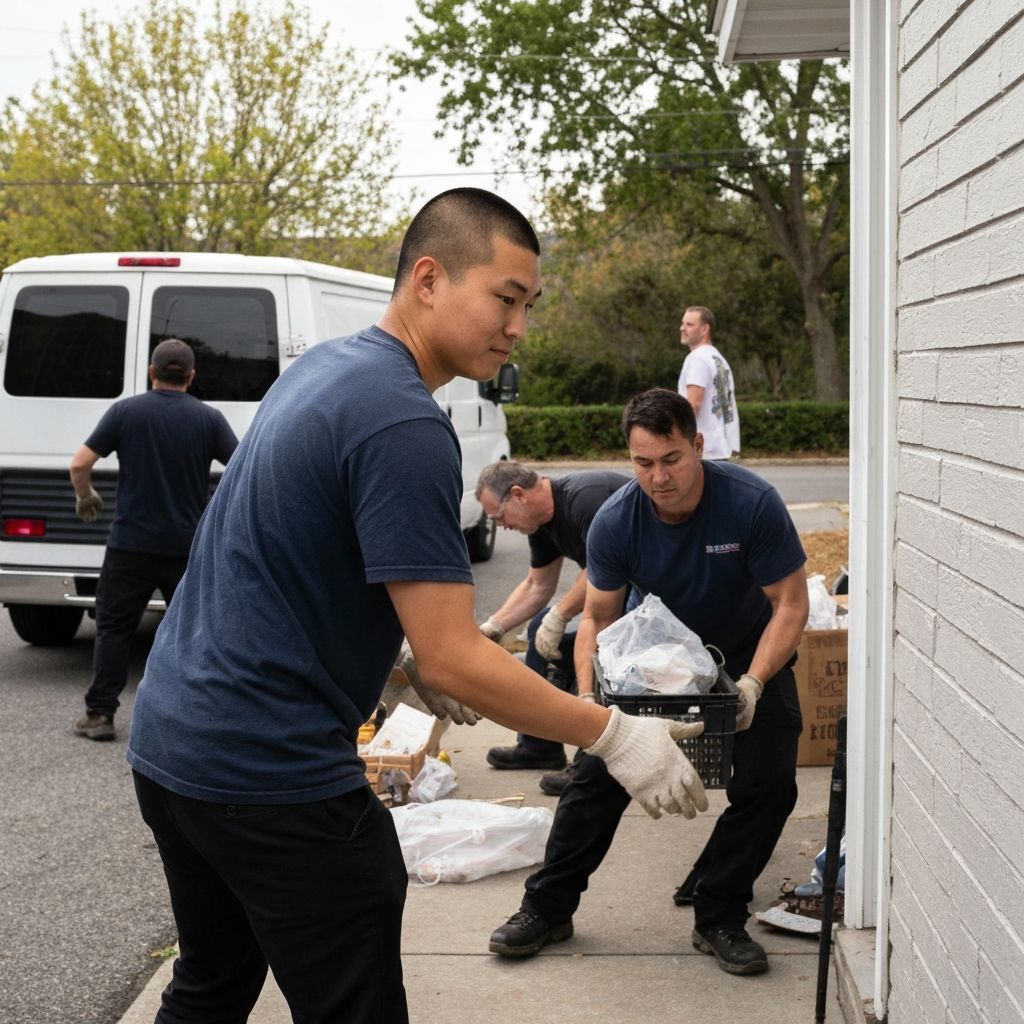 Equipo realizando vaciado urgente de propiedad